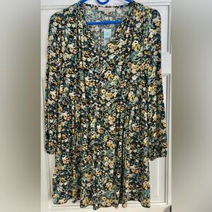 NWT LOFT Dress Women’s XSP Floral Dress in Blue and Yellow